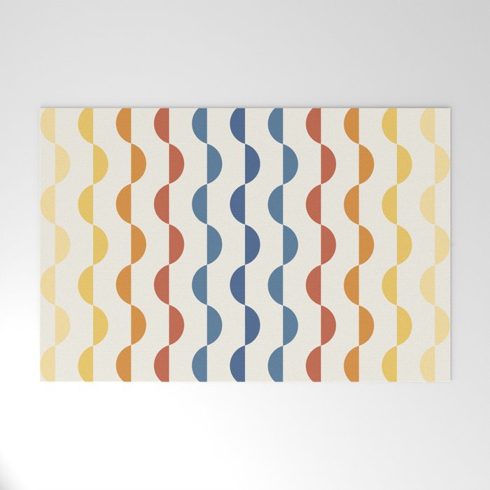 Gwynne Pattern Retro Shapes - Colorful 70's Welcome Mat Gallery Image 1