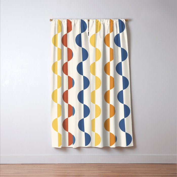 Gwynne Pattern Retro Shapes - Colorful 70's Window Curtain Gallery Image 3