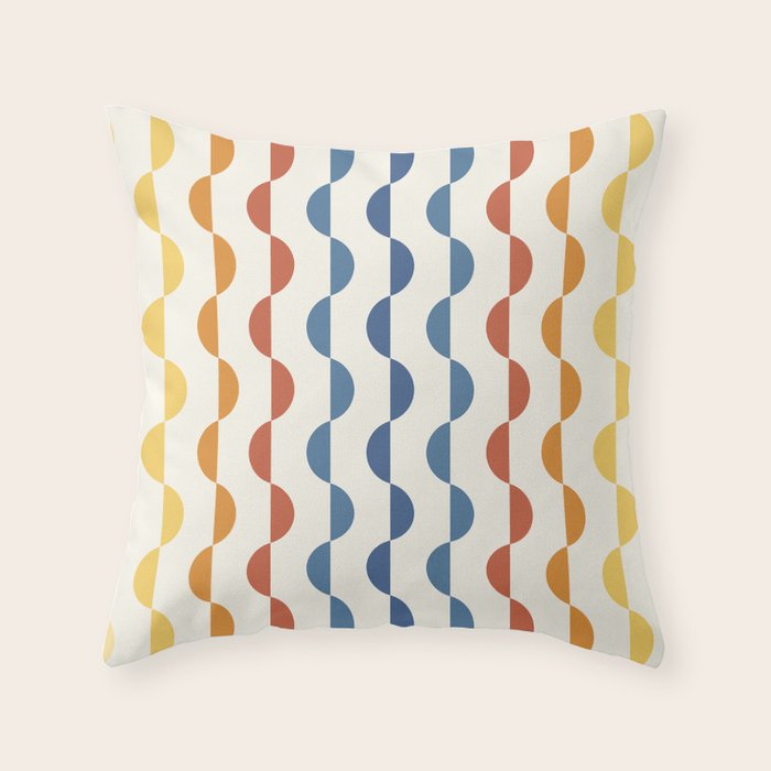Gwynne Pattern Retro Shapes - Colorful 70's Throw Pillow Gallery Image 1
