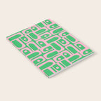 Mid Century Modern Piquet Abstract Multi Geo Pattern in Spring Green and Pink Notebook Gallery Image 2