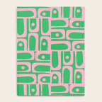 Mid Century Modern Piquet Abstract Multi Geo Pattern in Spring Green and Pink Notebook Gallery Image 4