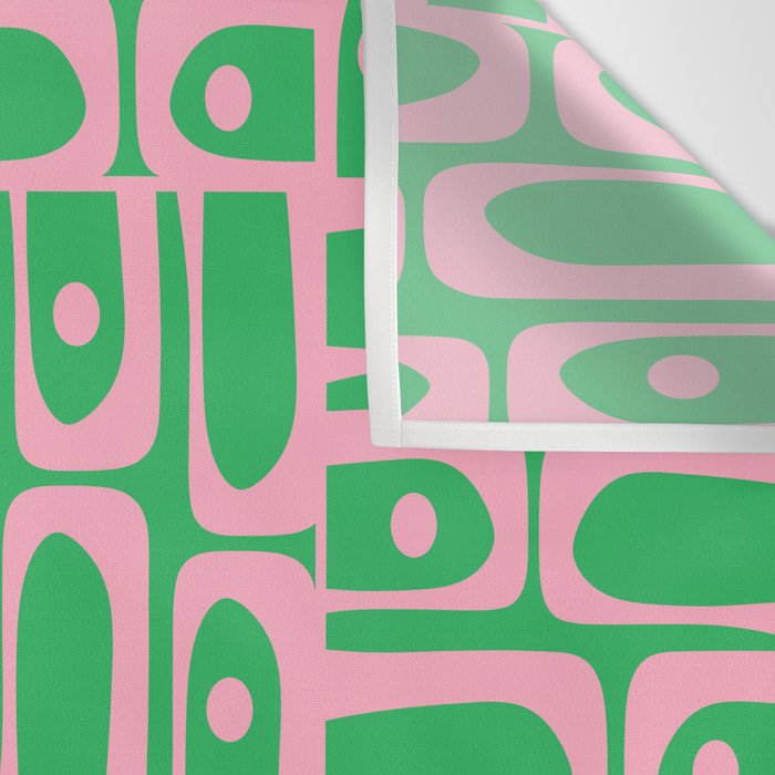 Mid Century Modern Piquet Abstract Multi Geo Pattern in Spring Green and Pink Wall Tapestry Gallery Image 3