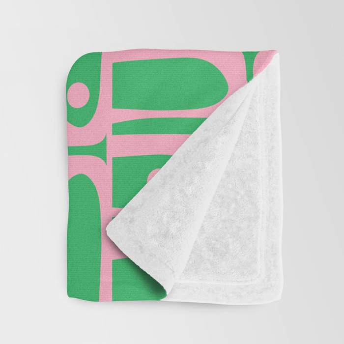 Mid Century Modern Piquet Abstract Multi Geo Pattern in Spring Green and Pink Throw Blanket Gallery Image 3