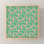 Mid Century Modern Piquet Abstract Multi Geo Pattern in Spring Green and Pink Mini Art Print Gallery Image 1