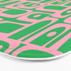 Mid Century Modern Piquet Abstract Multi Geo Pattern in Spring Green and Pink Bath Mat Gallery Image 3