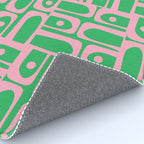 Mid Century Modern Piquet Abstract Multi Geo Pattern in Spring Green and Pink Rug Gallery Image 4