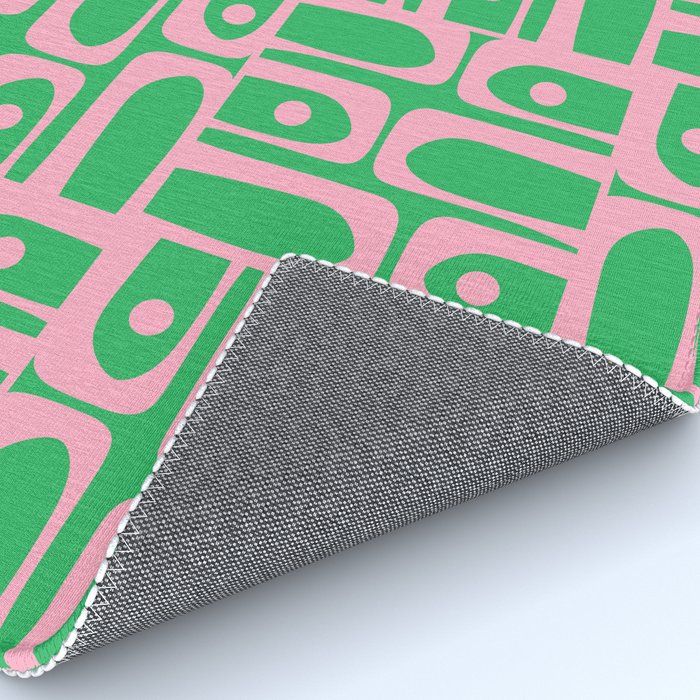 Mid Century Modern Piquet Abstract Multi Geo Pattern in Spring Green and Pink Rug Gallery Image 4