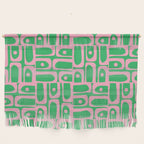 Mid Century Modern Piquet Abstract Multi Geo Pattern in Spring Green and Pink Wall Hanging Gallery Image 1