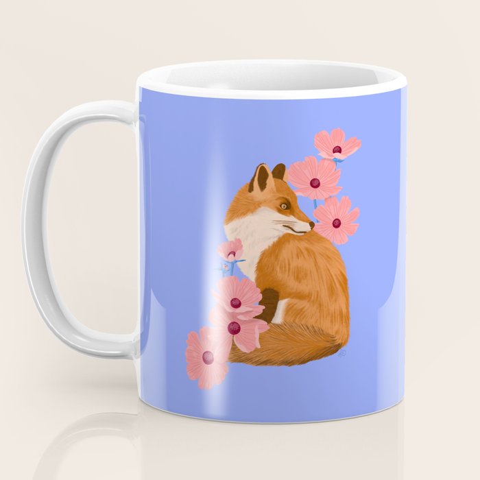 Graceful Fox Among Flowers Coffee Mug Gallery Image 3