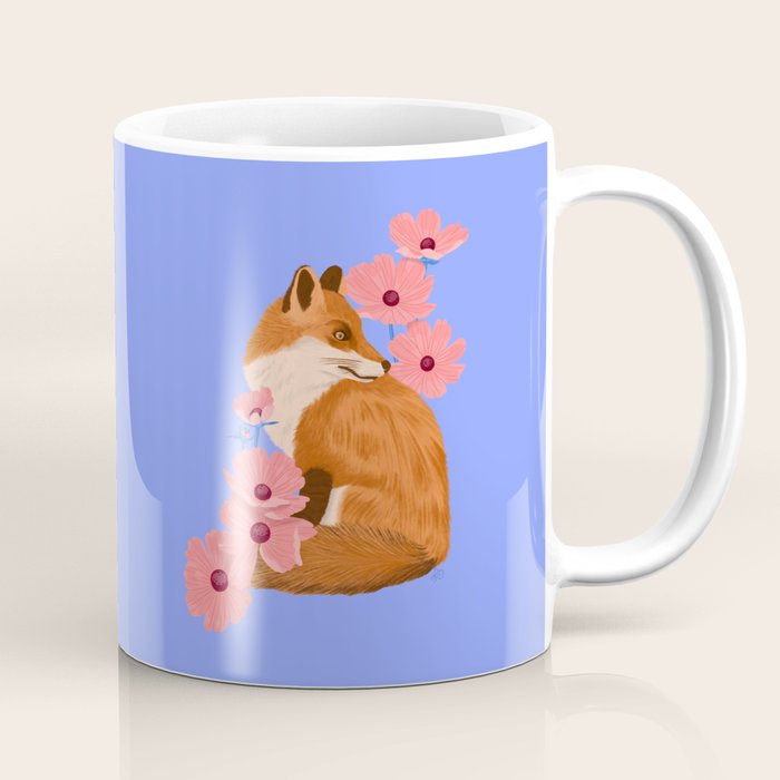 Graceful Fox Among Flowers Coffee Mug Gallery Image 1