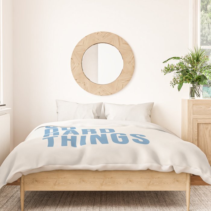 You Can Do Hard Things Cream & Blue Duvet Cover Gallery Image 3