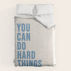 You Can Do Hard Things Cream & Blue Comforter Gallery Image 6