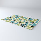 Mid Century Modern Atomic Age Decoration 644 Googie Blue and Green Rug Gallery Image 3