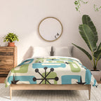 Mid Century Modern Atomic Age Decoration 644 Googie Blue and Green Comforter Gallery Image 3