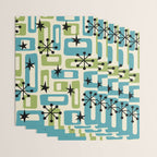 Mid Century Modern Atomic Age Decoration 644 Googie Blue and Green Wrapping Paper Gallery Image 3