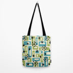 Mid Century Modern Atomic Age Decoration 644 Googie Blue and Green Tote Bag Gallery Image 2