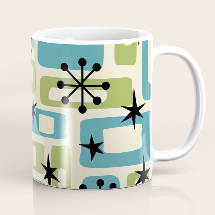 Mid Century Modern Atomic Age Decoration 644 Googie Blue and Green Coffee Mug Gallery Image 1