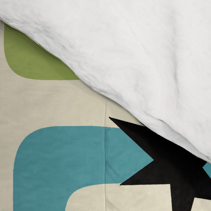Mid Century Modern Atomic Age Decoration 644 Googie Blue and Green Comforter Gallery Image 4