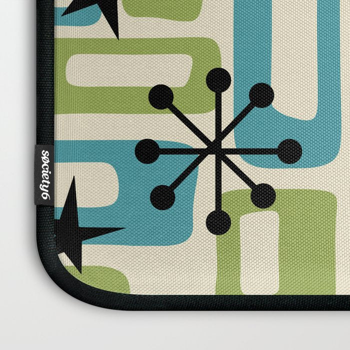 Mid Century Modern Atomic Age Decoration 644 Googie Blue and Green Laptop Sleeve Gallery Image 3
