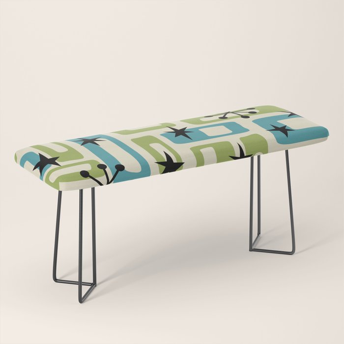 Mid Century Modern Atomic Age Decoration 644 Googie Blue and Green Bench Gallery Image 1