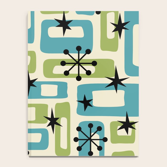 Mid Century Modern Atomic Age Decoration 644 Googie Blue and Green Notebook Gallery Image 4