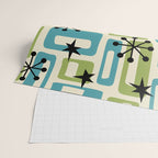 Mid Century Modern Atomic Age Decoration 644 Googie Blue and Green Wrapping Paper Gallery Image 2