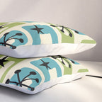 Mid Century Modern Atomic Age Decoration 644 Googie Blue and Green Pillow Sham Gallery Image 3
