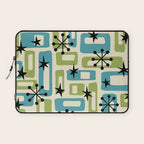 Mid Century Modern Atomic Age Decoration 644 Googie Blue and Green Laptop Sleeve Gallery Image 1