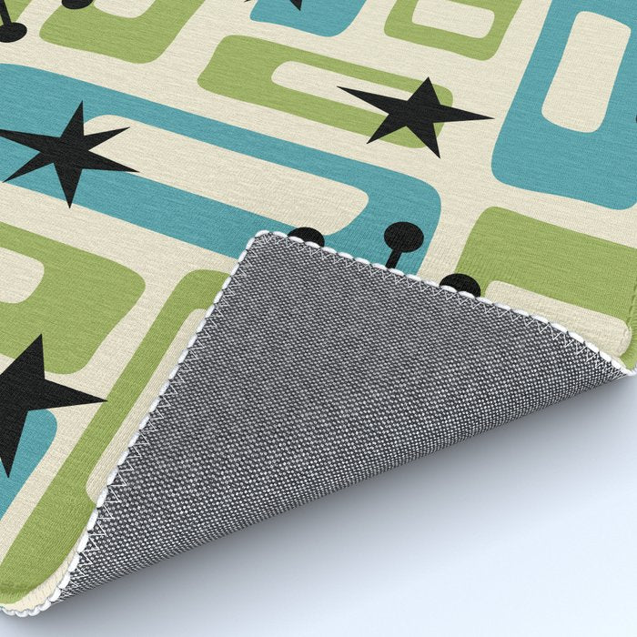 Mid Century Modern Atomic Age Decoration 644 Googie Blue and Green Rug Gallery Image 4