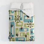 Mid Century Modern Atomic Age Decoration 644 Googie Blue and Green Comforter Gallery Image 6
