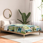 Mid Century Modern Atomic Age Decoration 644 Googie Blue and Green Comforter Gallery Image 2