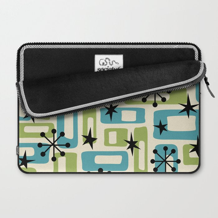 Mid Century Modern Atomic Age Decoration 644 Googie Blue and Green Laptop Sleeve Gallery Image 2
