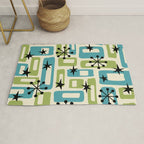 Mid Century Modern Atomic Age Decoration 644 Googie Blue and Green Rug Gallery Image 1