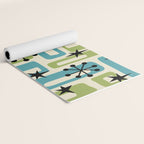 Mid Century Modern Atomic Age Decoration 644 Googie Blue and Green Yoga Mat Gallery Image 2
