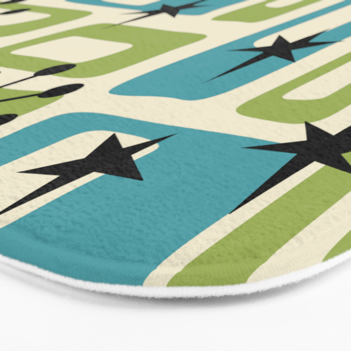 Mid Century Modern Atomic Age Decoration 644 Googie Blue and Green Bath Mat Gallery Image 3