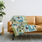 Mid Century Modern Atomic Age Decoration 644 Googie Blue and Green Throw Blanket Gallery Image 1