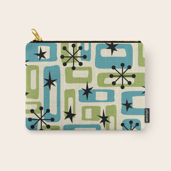 Mid Century Modern Atomic Age Decoration 644 Googie Blue and Green Carry All Pouch Gallery Image 1