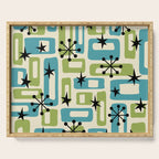 Mid Century Modern Atomic Age Decoration 644 Googie Blue and Green Serving Tray Gallery Image 1