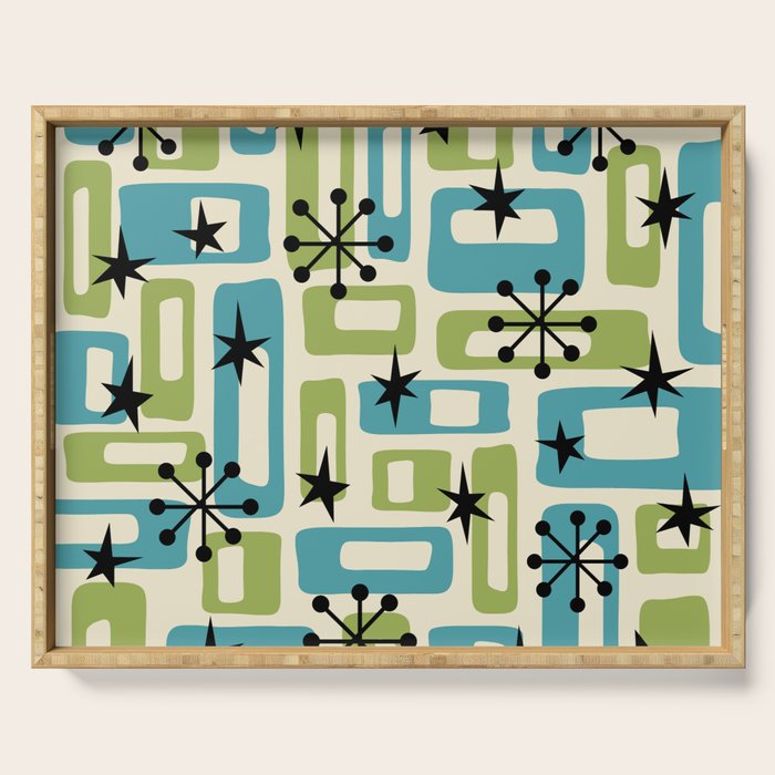 Mid Century Modern Atomic Age Decoration 644 Googie Blue and Green Serving Tray Gallery Image 1