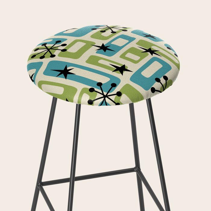 Mid Century Modern Atomic Age Decoration 644 Googie Blue and Green Stool Gallery Image 2