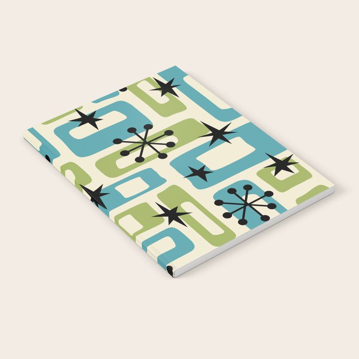 Mid Century Modern Atomic Age Decoration 644 Googie Blue and Green Notebook Gallery Image 1