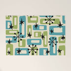 Mid Century Modern Atomic Age Decoration 644 Googie Blue and Green Welcome Mat Gallery Image 1