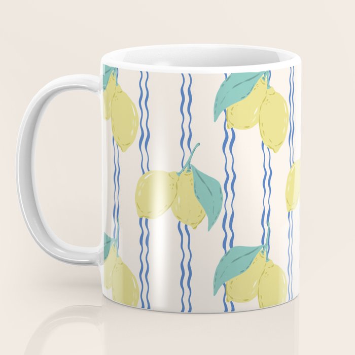 Lemons with Wavy Stripe Coffee Mug Gallery Image 3