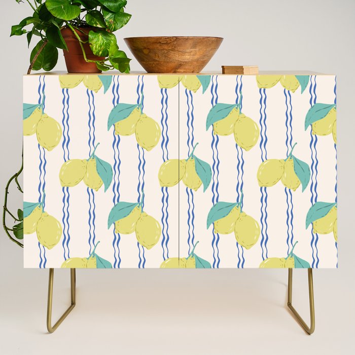 Lemons with Wavy Stripe Credenza Gallery Image 1