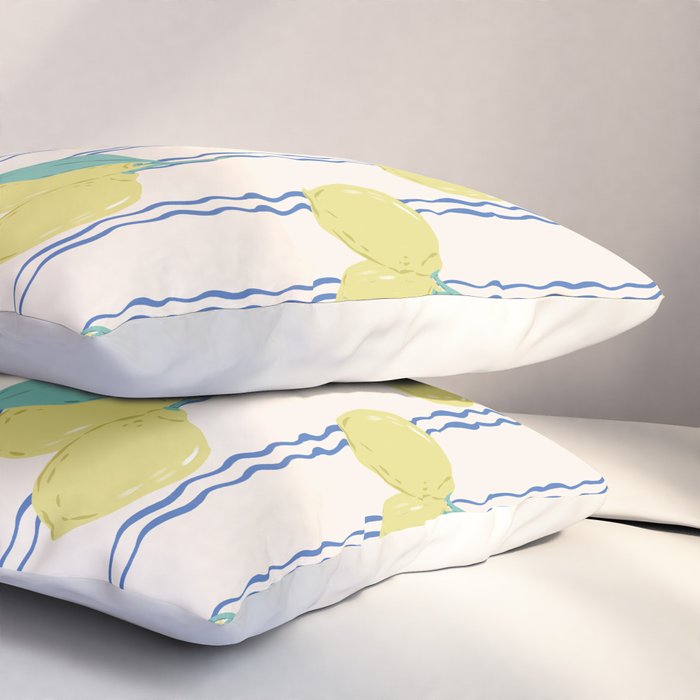 Lemons with Wavy Stripe Pillow Sham Gallery Image 3