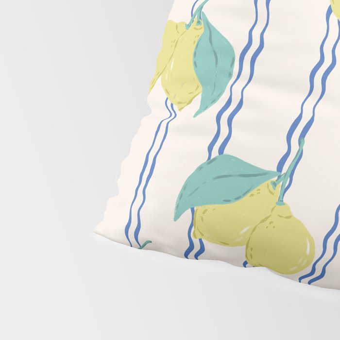 Lemons with Wavy Stripe Pillow Sham Gallery Image 4