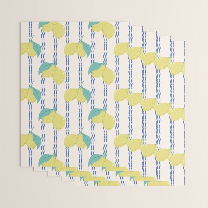 Lemons with Wavy Stripe Wrapping Paper Gallery Image 3