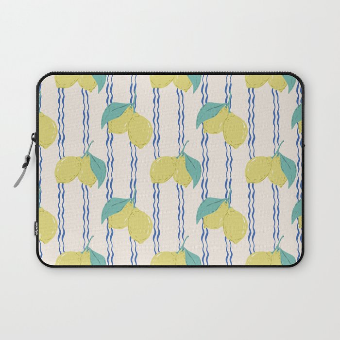 Lemons with Wavy Stripe Laptop Sleeve Gallery Image 1