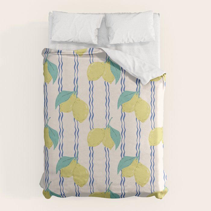 Lemons with Wavy Stripe Duvet Cover Gallery Image 6