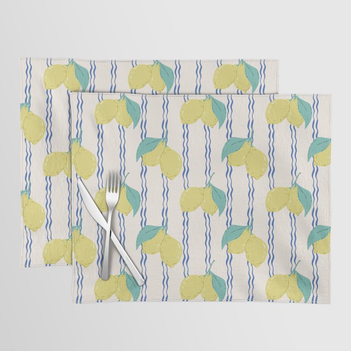 Lemons with Wavy Stripe Placemat Gallery Image 1